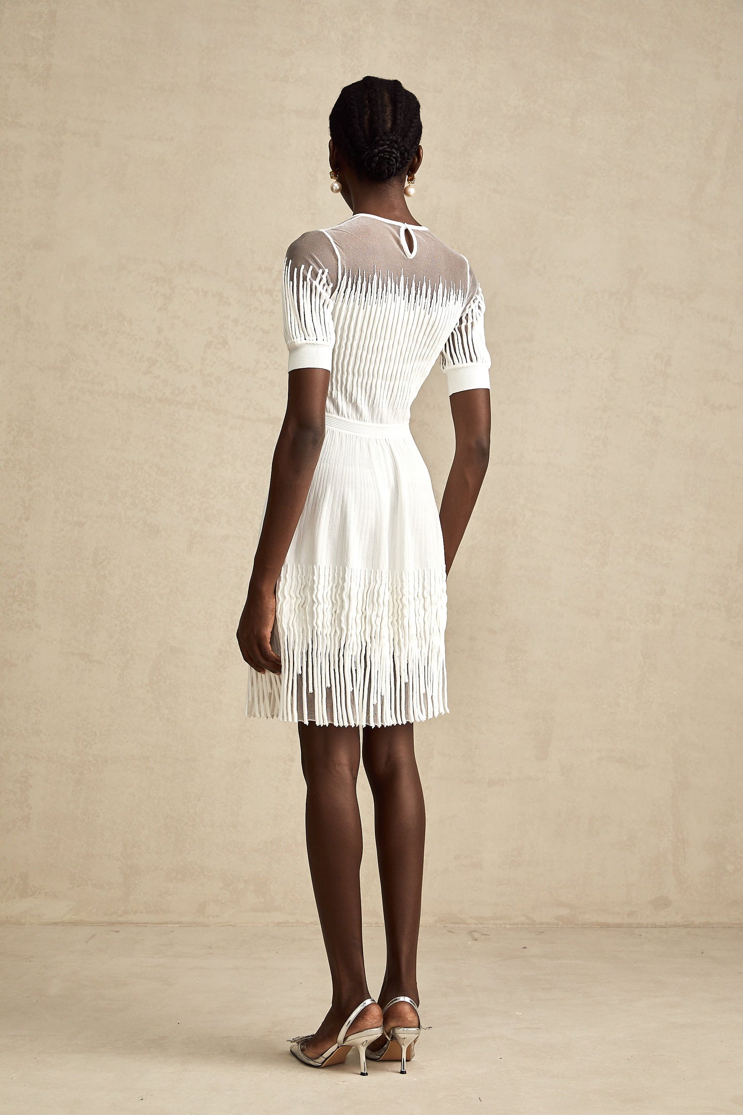 Juliette white fringe semi-sheer mini dress (US Only)
