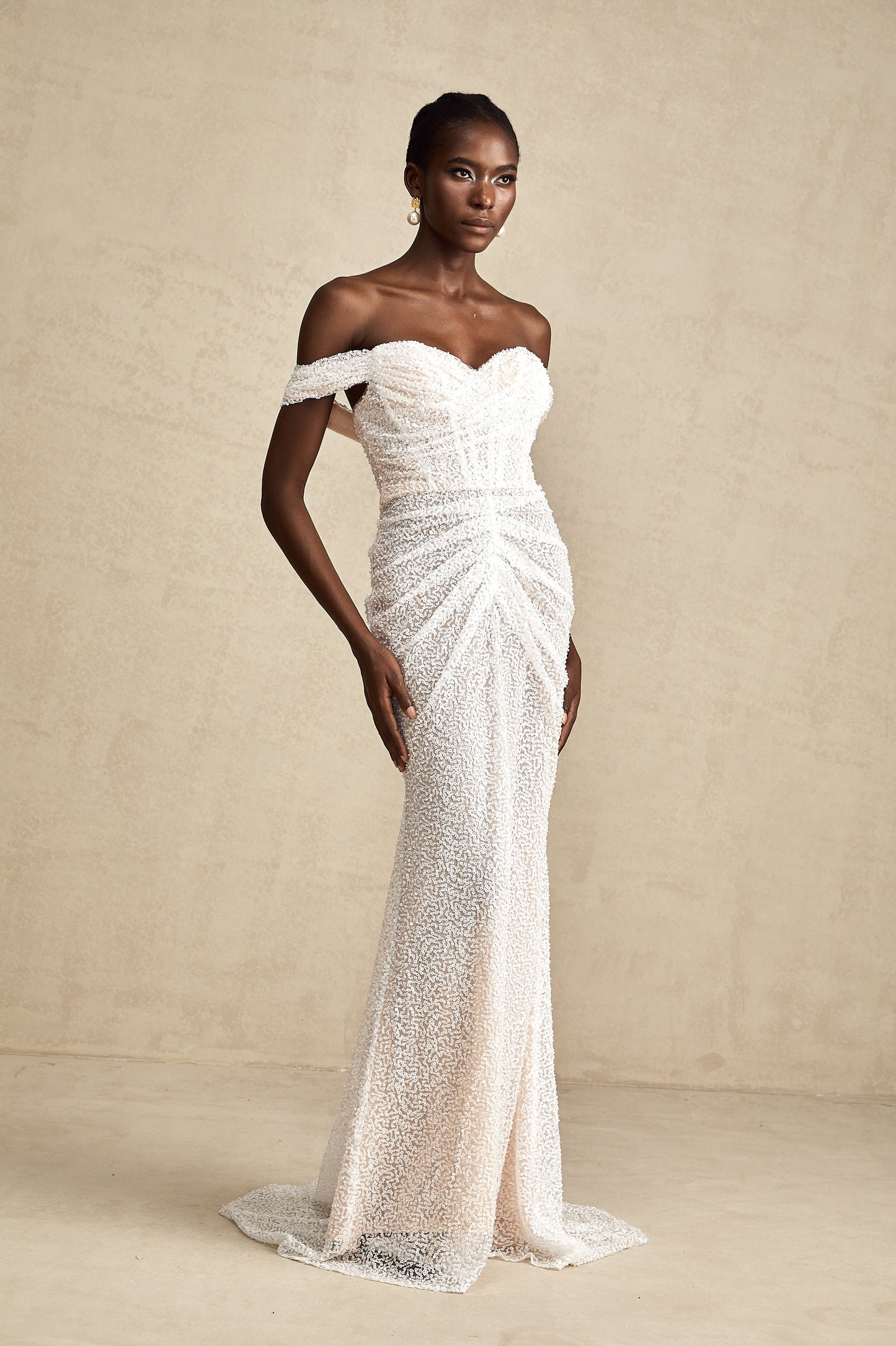 Margot white embellished off-shoulder maxi dress (US Only)