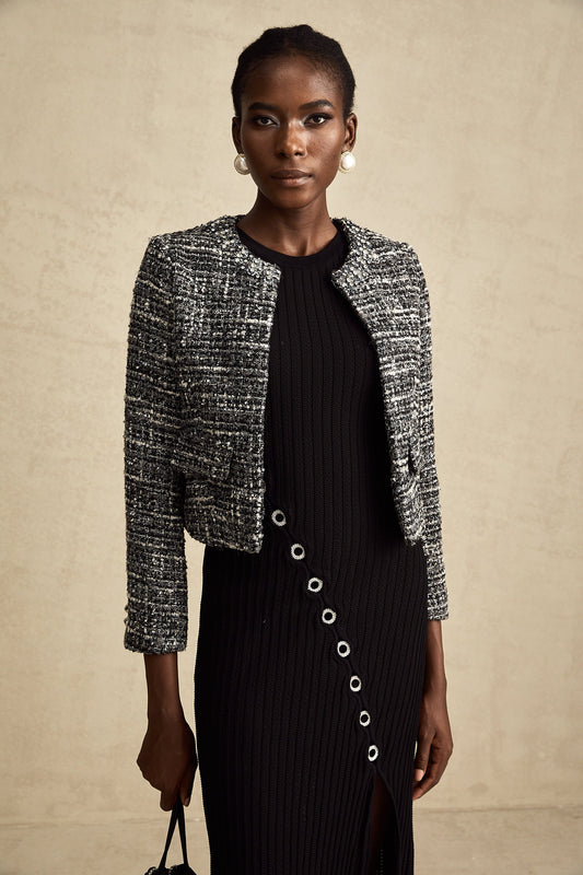 Éloïse black bouclé tweed jacket