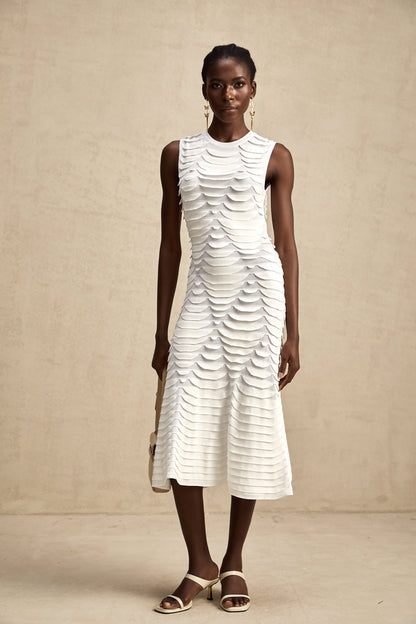 Anna snake-pattern godet midi dress