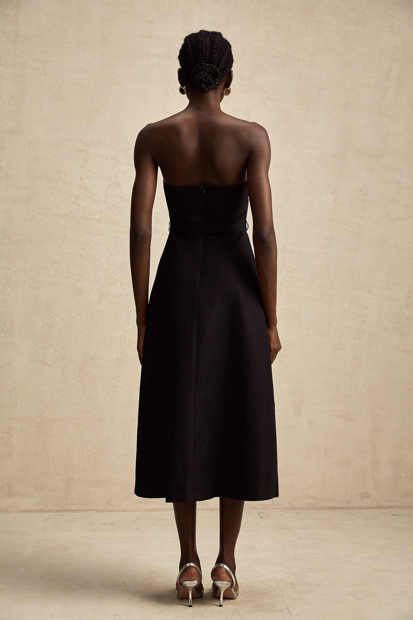 Morgane contrast-color embellished belted midi dress (US Only)