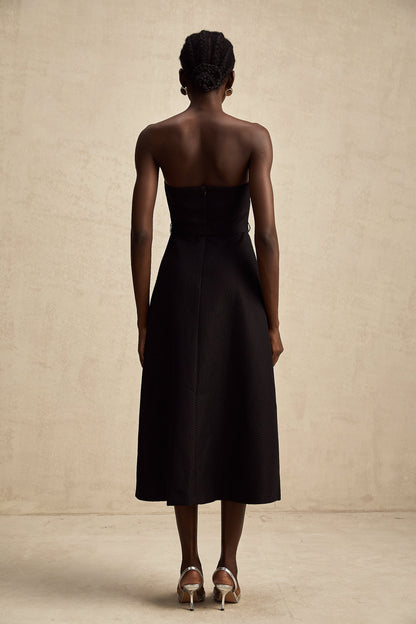 Morgane contrast-color embellished belted midi dress (US Only)
