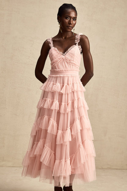 Elvire layered ruffled tulle maxi dress
