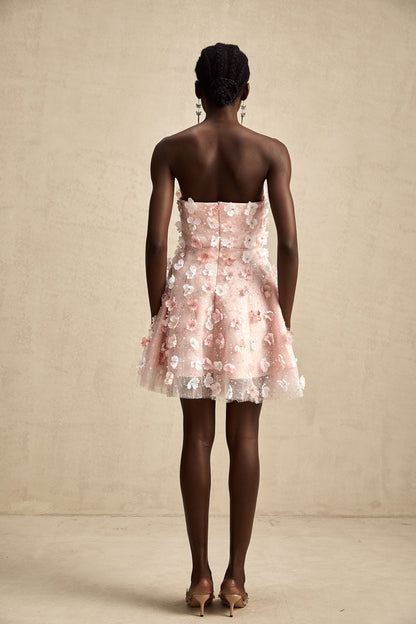 Lilou 3d-petal puffy mini dress