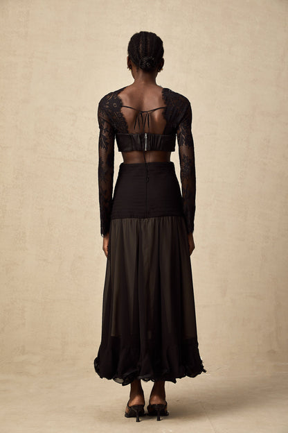 Maïwenn floral-lace panelled maxi dress