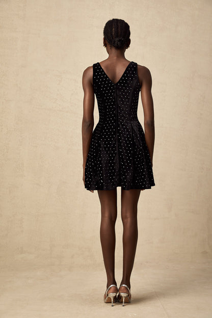 Laurine crystal-embellished polka-dot mini dress (US Only)