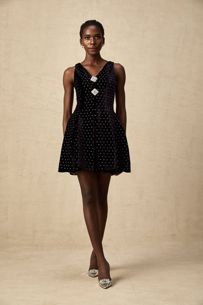 Laurine crystal-embellished polka-dot mini dress (US Only)