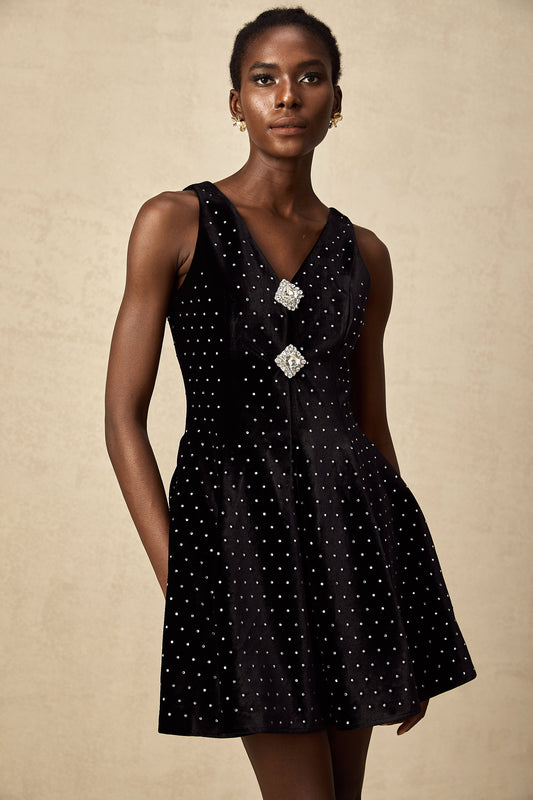 Laurine crystal-embellished polka-dot mini dress (US Only)