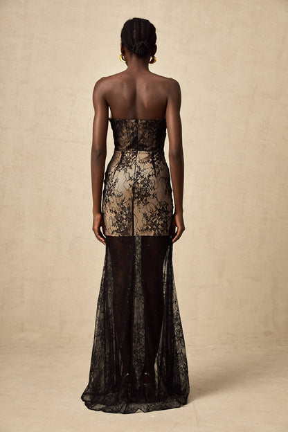 Giselle floral-embroidered lace corset maxi dress (US Only)