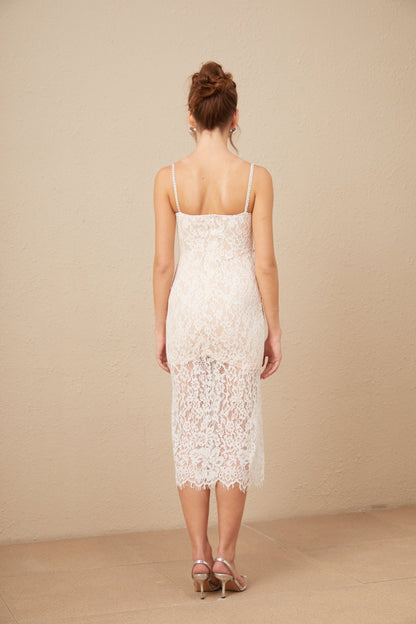 Carmen crystal bustier lace midi dress (US Only)