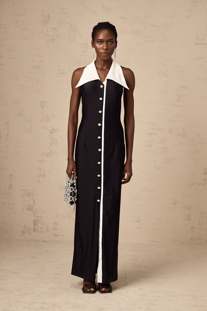 Alessandra color-blocked fitted maxi dress (US Only)