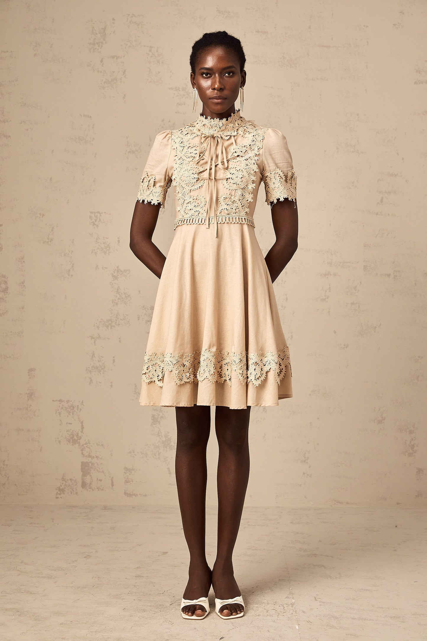 Axelle corded-lace flared mini dress