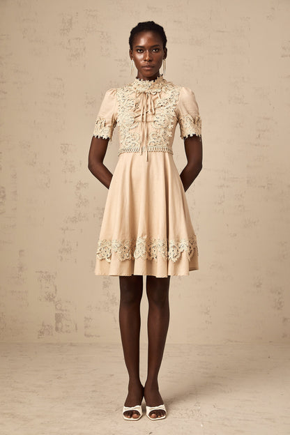 Axelle corded-lace flared mini dress