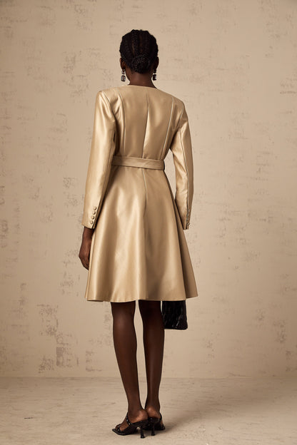 Roxane khaki belted-waist coat