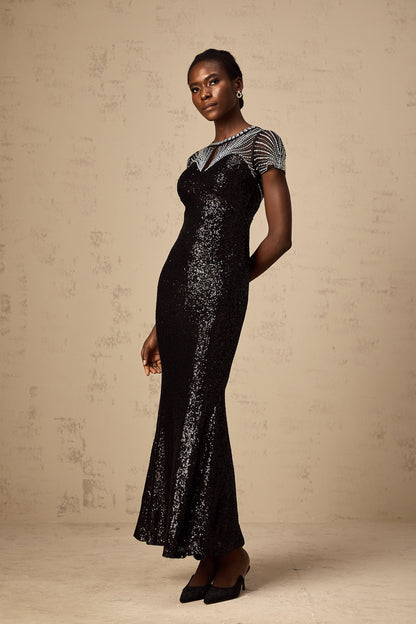 Blair black sequined cut-out maxi dress (US Only)