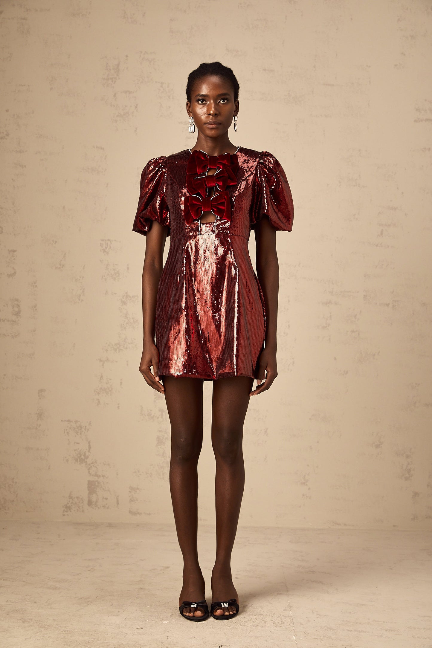 Louise red bowknot sequined mini dress (US Only)