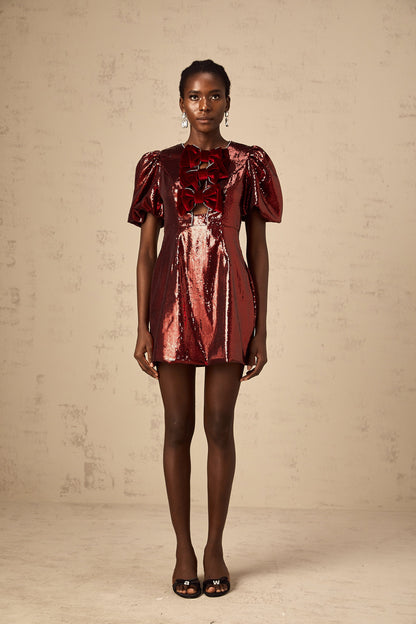 Louise red bowknot sequined mini dress (US Only)