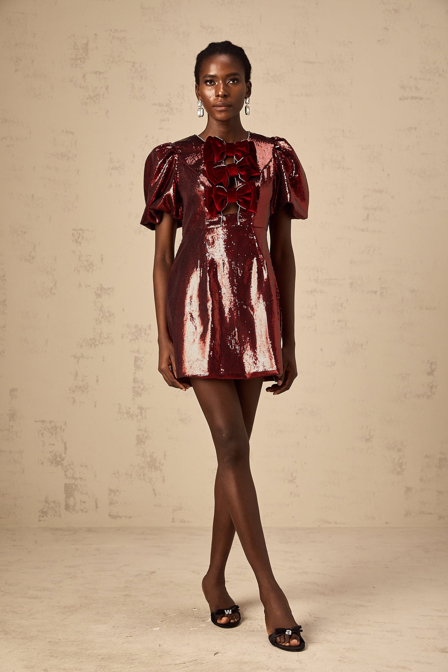 Louise red bowknot sequined mini dress (US Only)