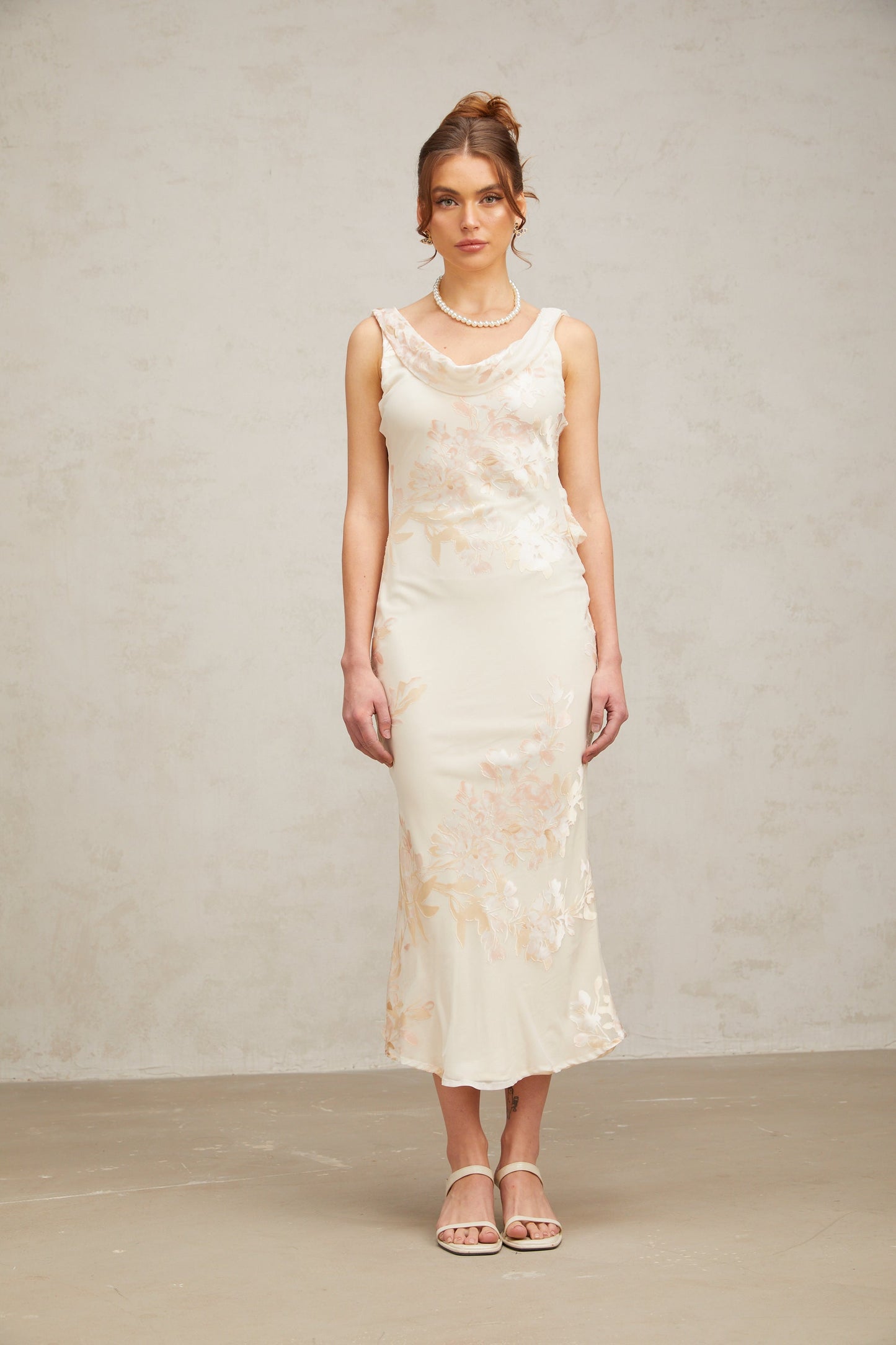 Yolanda beige floral-jacquard midi dress(US Only)