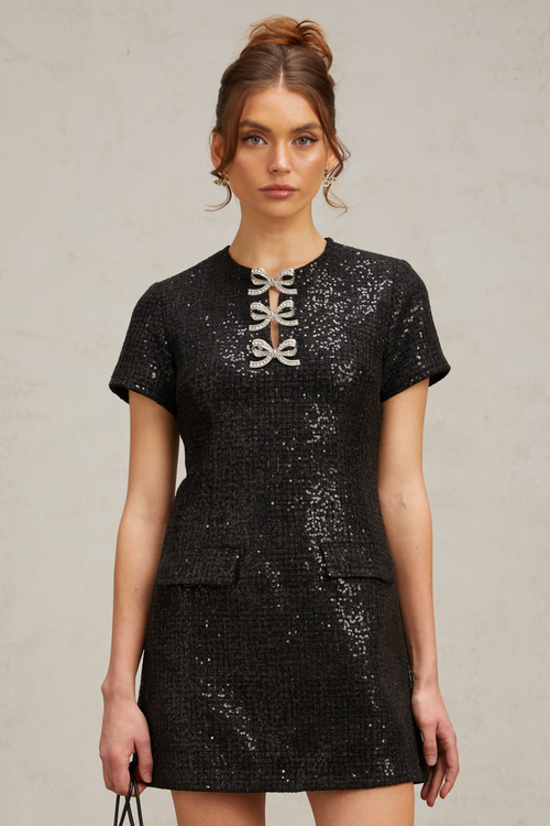 Herben black glitter mini dress