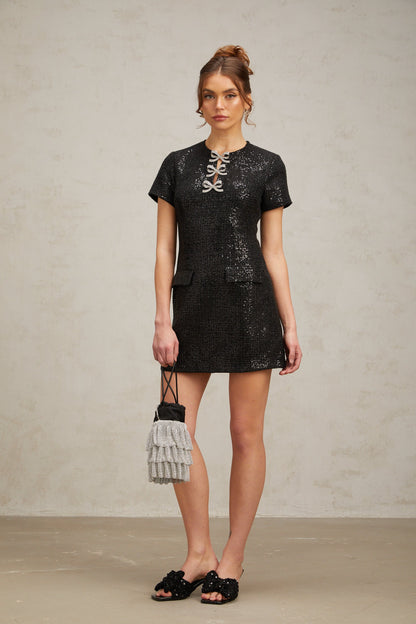 Herben black glitter mini dress