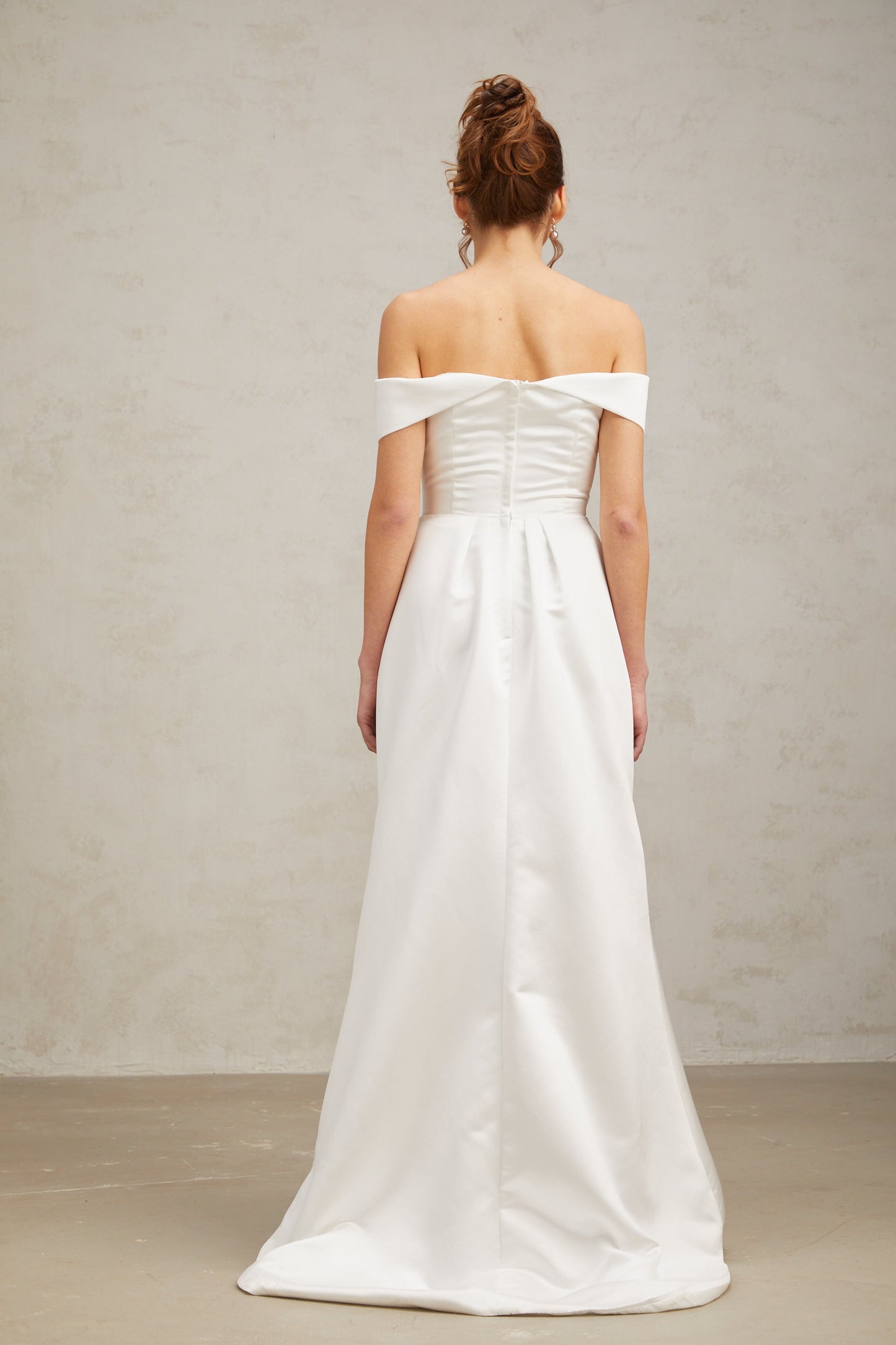 Lucia white off-shoulder ruched satin maxi dress (US Only)