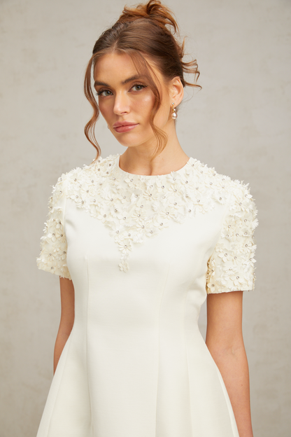 Adrienne floral-appliqué mini dress