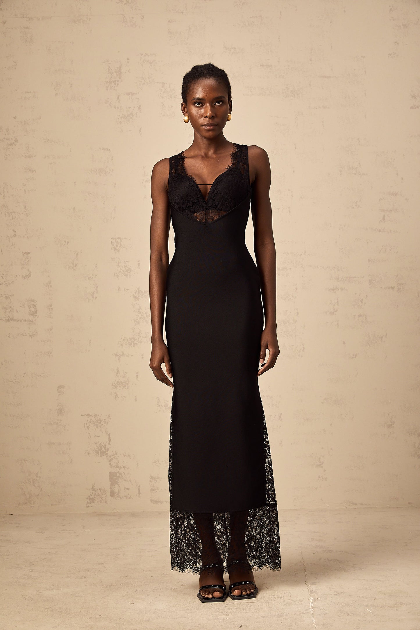 Ylenia floral-embroidered lace panelled maxi dress (US Only)
