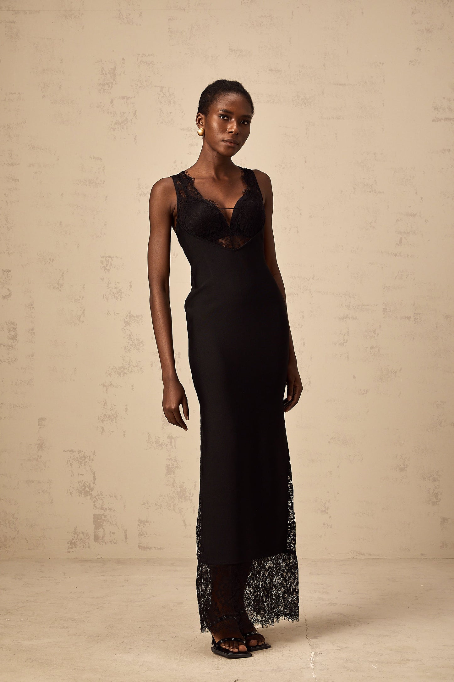 Ylenia floral-embroidered lace panelled maxi dress (US Only)