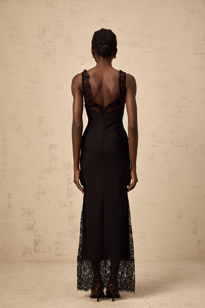 Ylenia floral-embroidered lace panelled maxi dress (US Only)