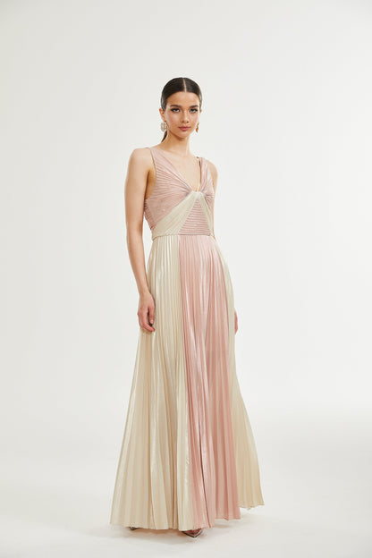 Shiema high-shine pleated dress