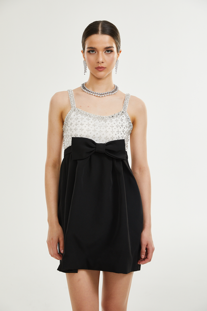 Parisa crystal-embellished bowknot mini dress