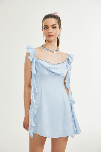 Reno embellished cowl-neck mini dress (US Only)