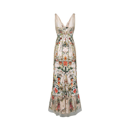 Solada embellished floral-print maxi dress