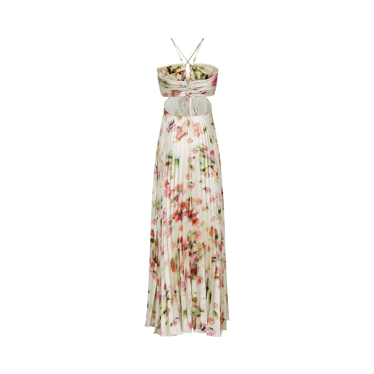 Andréa cut-out floral-print pleated maxi dress