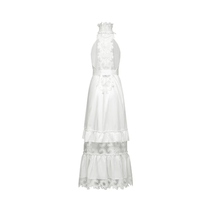 Neri white guipure-lace midi dress
