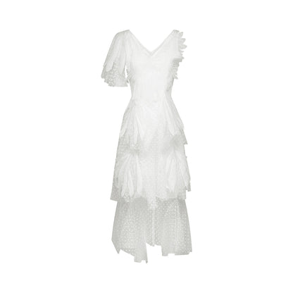 Solène faux-feather pleated midi dress (US Only)