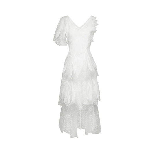 Solène faux-feather pleated midi dress (US Only)