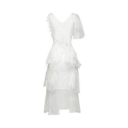 Solène faux-feather pleated midi dress (US Only)