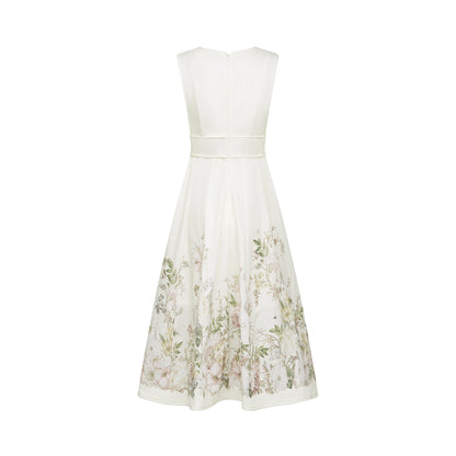 Sonia floral-print sleeveless midi dress in White (US Only)