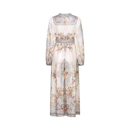 Camille floral-print long-sleeve boho dress