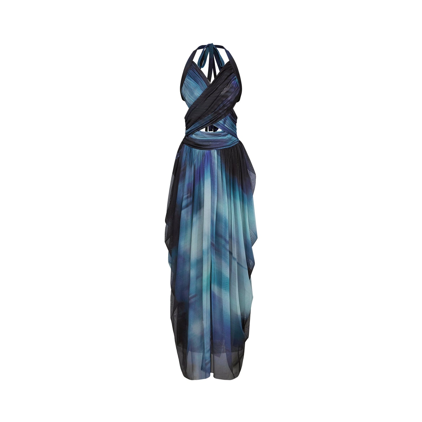 Céleste ombre-print pleated maxi dress