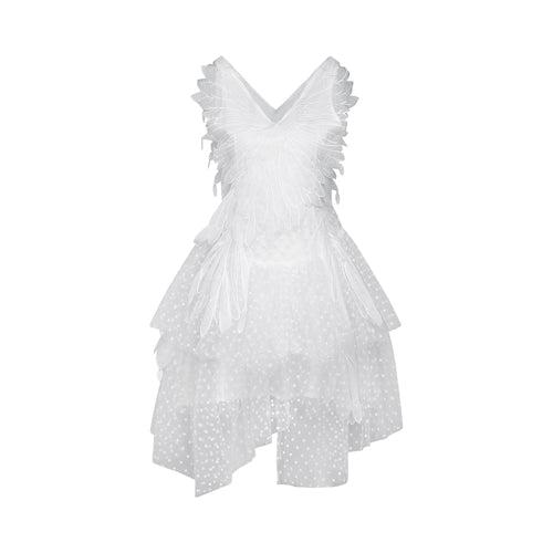 Françoise feather-embellished pleated mini dress (US Only)