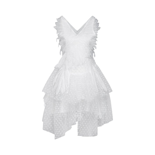 Françoise feather-embellished pleated mini dress (US Only)