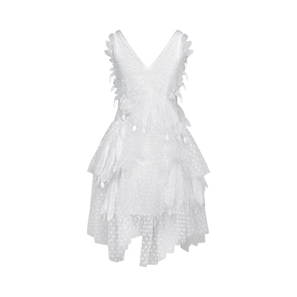 Françoise feather-embellished pleated mini dress (US Only)