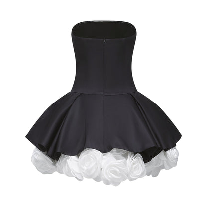 Lucie black petal-layered strapless corset mini dress (US Only)