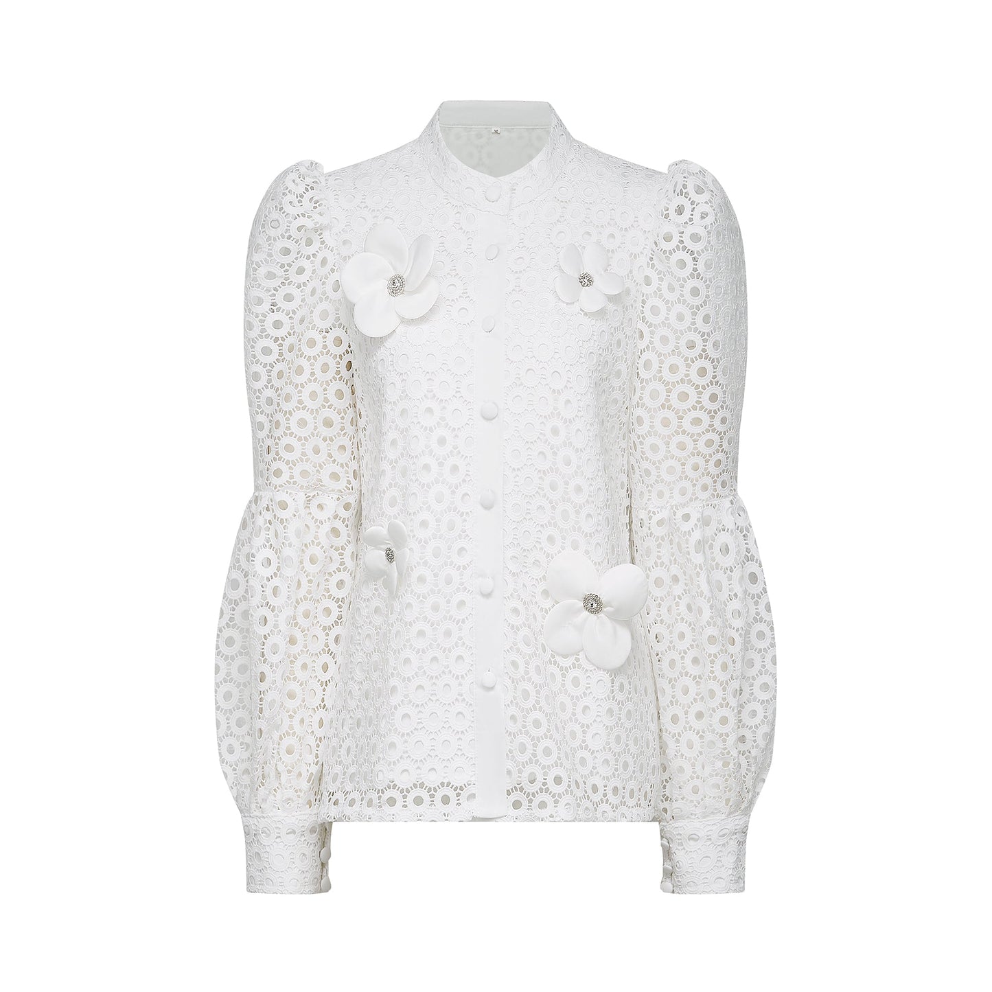 Calla faux-flower cut-out blouse & shorts matching set