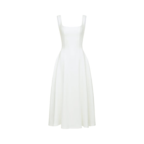 Thala white pleated flared midi dress