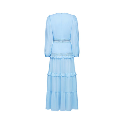 Juno cut-out ruffled maxi dress in Blue