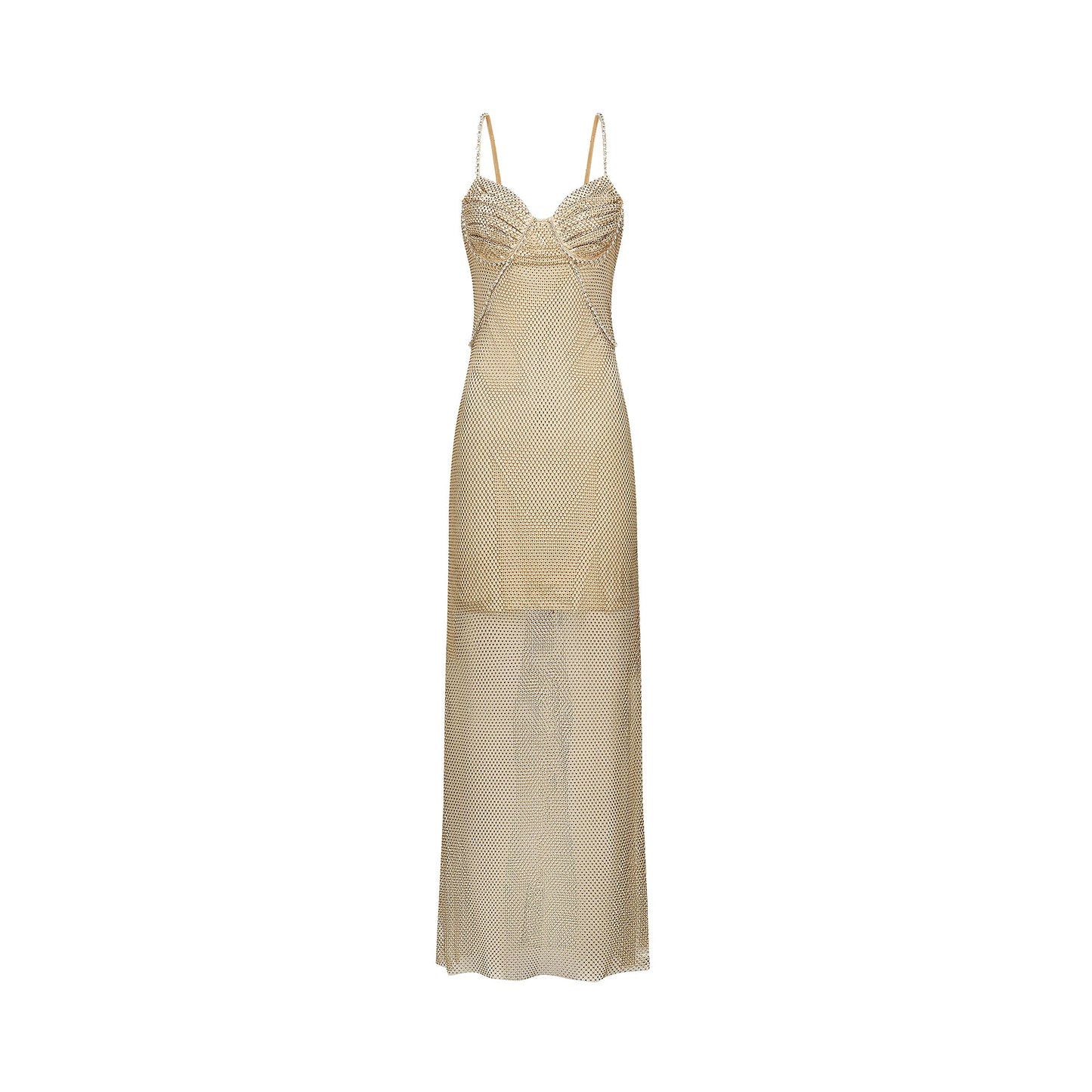 Delphine crystal-embellished gold midi dress